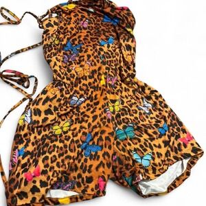 💖OPEN TO OFFERS💖SHEIN Curve 1X leopard butterfly print romper 🦋🐆